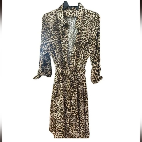 Calvin Klein Animal Print Shirtdress Women's Dress Camel - Picture 4 of 8
